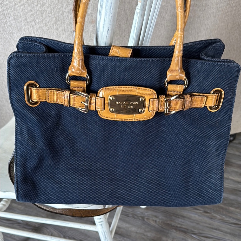 Michael Kors Navy and Tan Women's Bag
